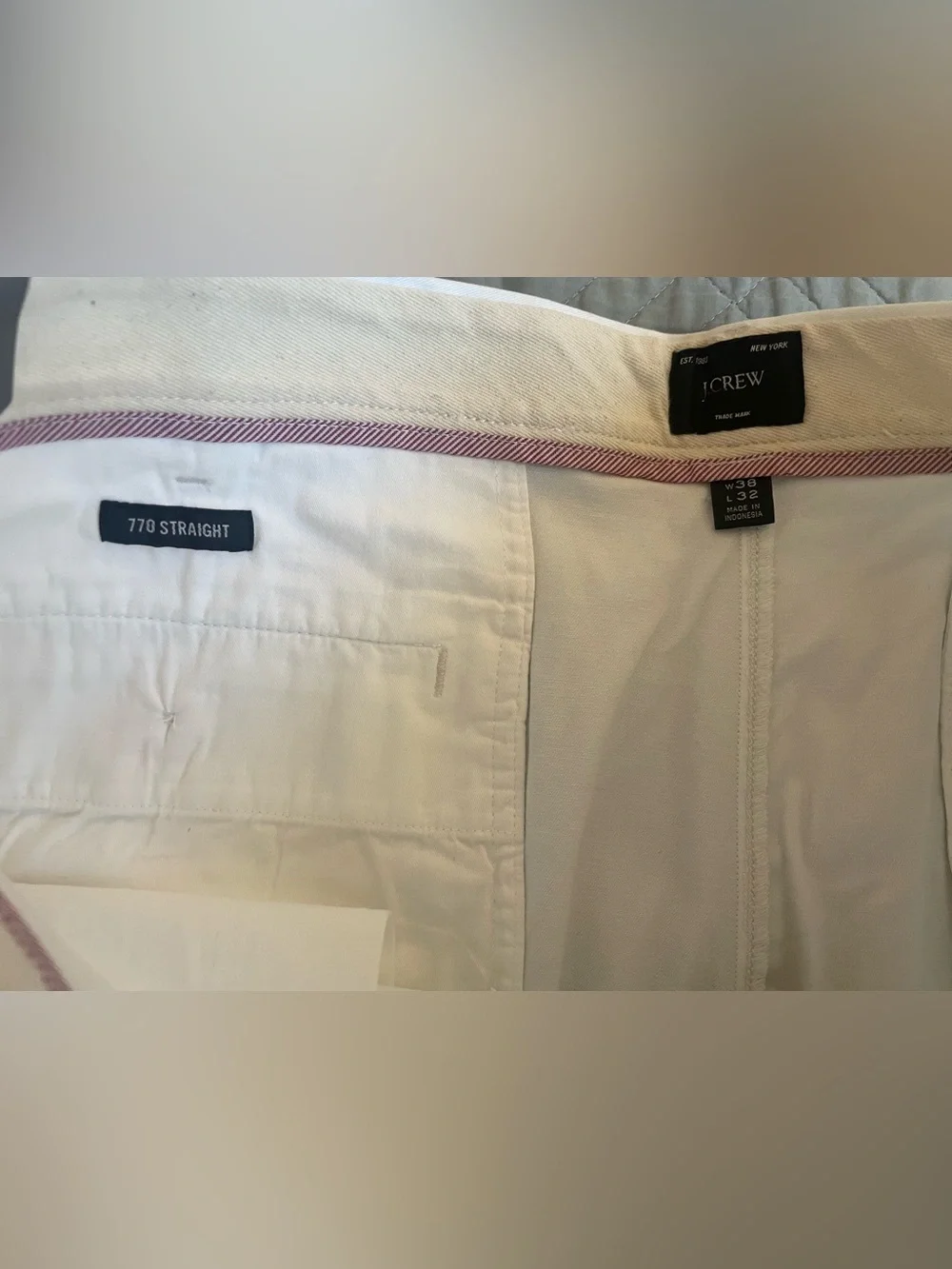 J. Crew 770M Straight-fit stretch chino pant in White Size 38 NWD $98 AR886